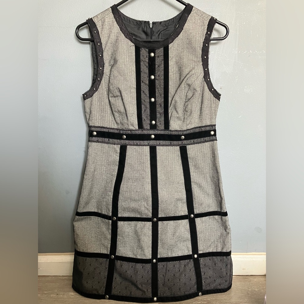Anna Sui Dress JRS Size 9 or Womens S/M Steampunk Gothic Punk A Line Studded